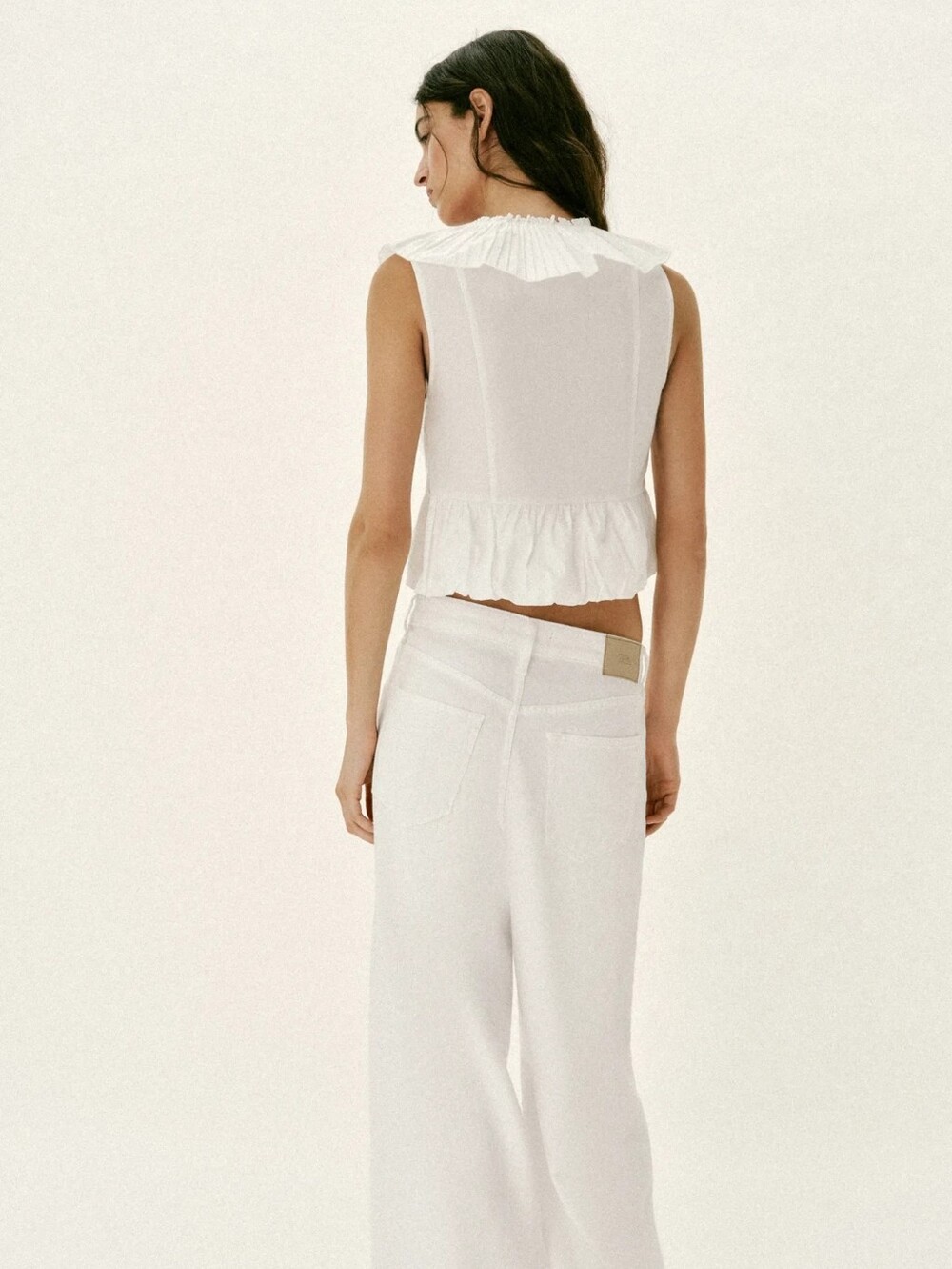 ZARA PLEATED RUFFLE BOW TOP - Picture 6 of 9